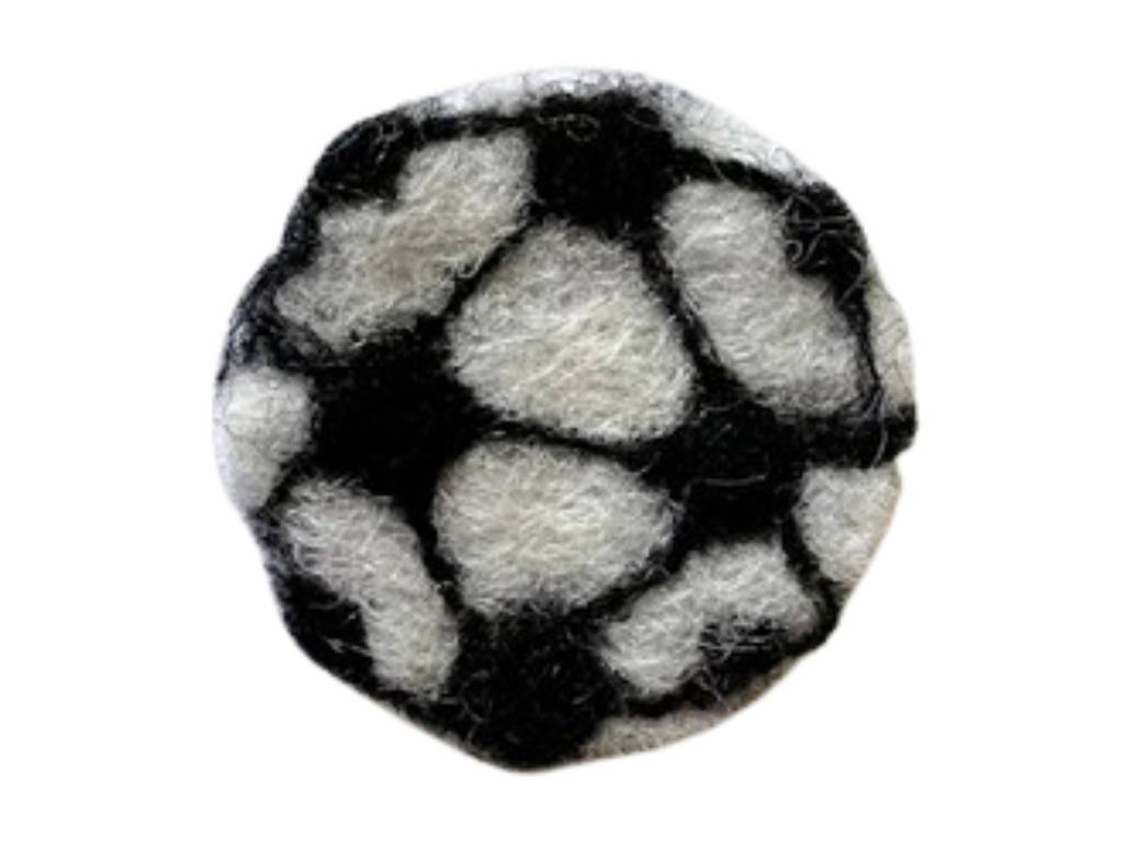 Felt Sticker Soccer Ball, handmade felt, white
