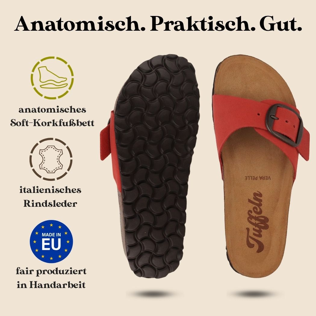Tuffeln Fehmarn Leather Sandal, Terracotta Red
