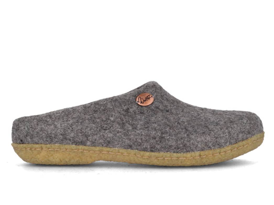 Felt slippers with inserts & rubber sole Classic, light grey