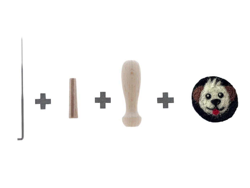 Felt Sticker Dog, hand-felted, black