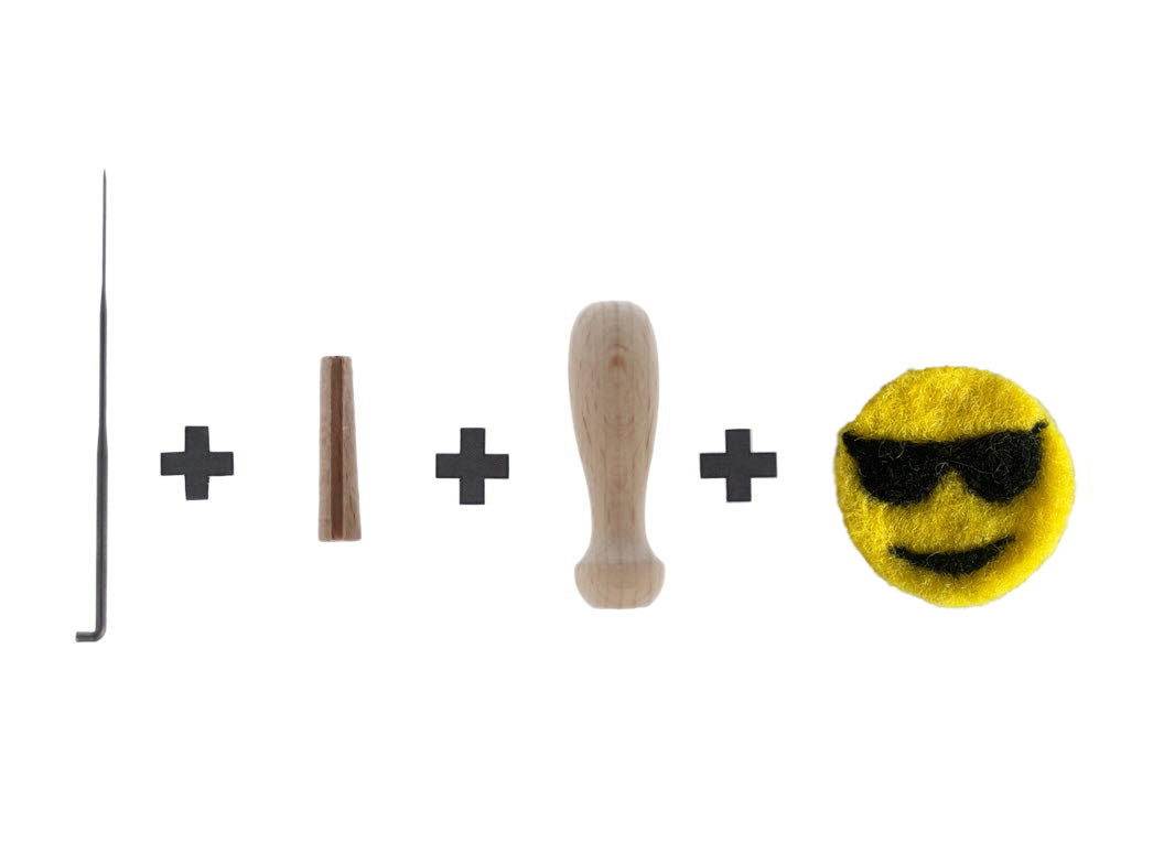 Felt Sticker Smiley Sunglasses, hand-felted, yellow