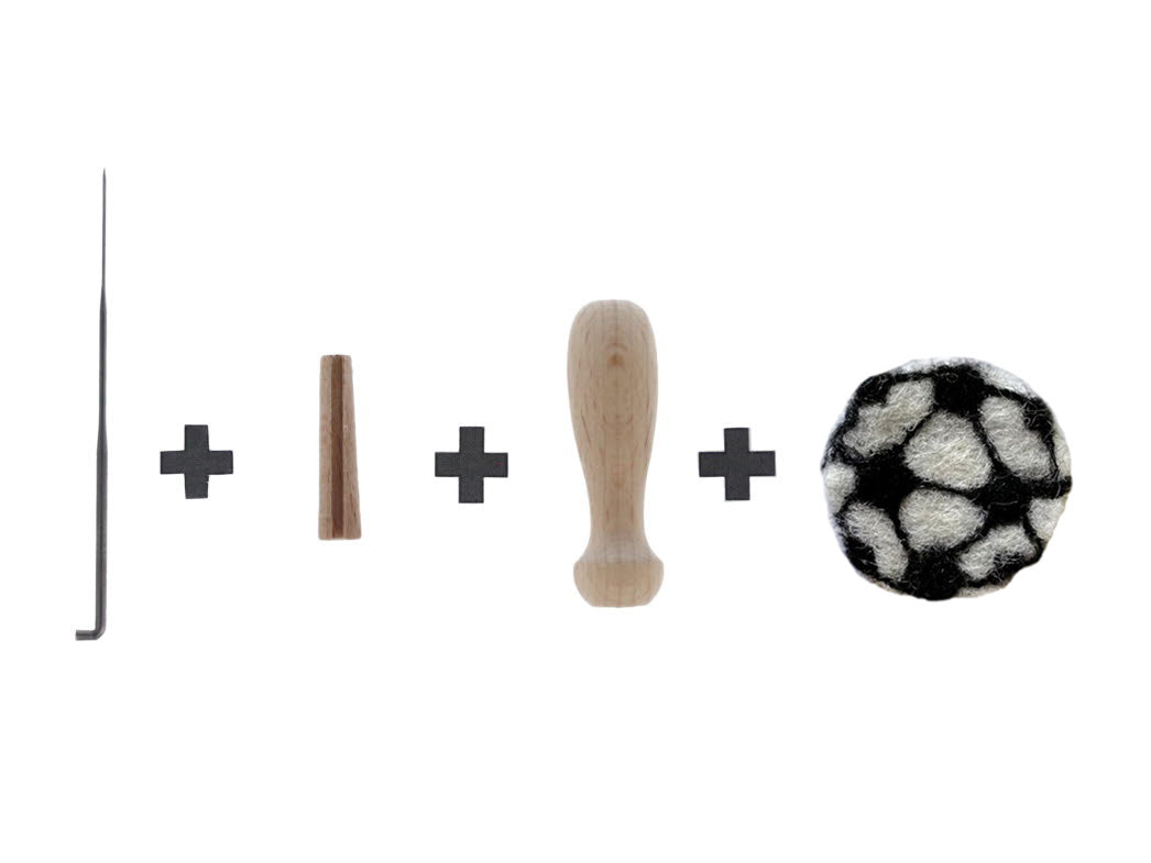 Felt Sticker Soccer Ball, handmade felt, white