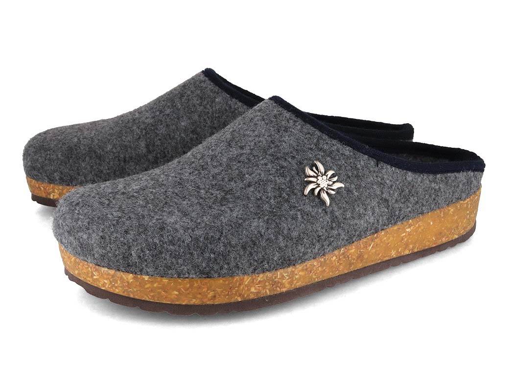 Tuffeln Edelweiss vegan felt slippers, light grey