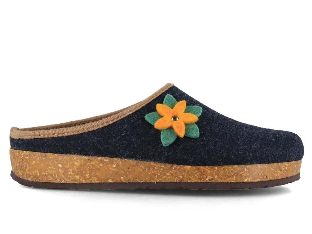 Tuffeln Blossom vegan felt slippers, dark blue