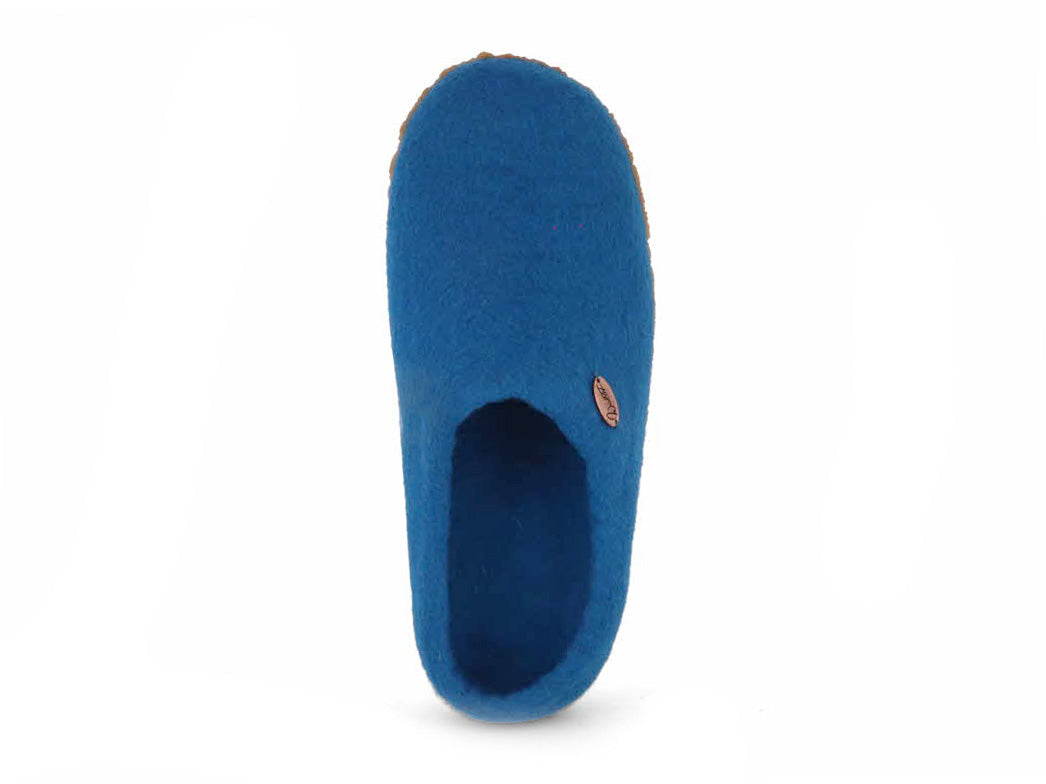 Barefoot Slipper Footprint with Natural Rubber Sole, Blue