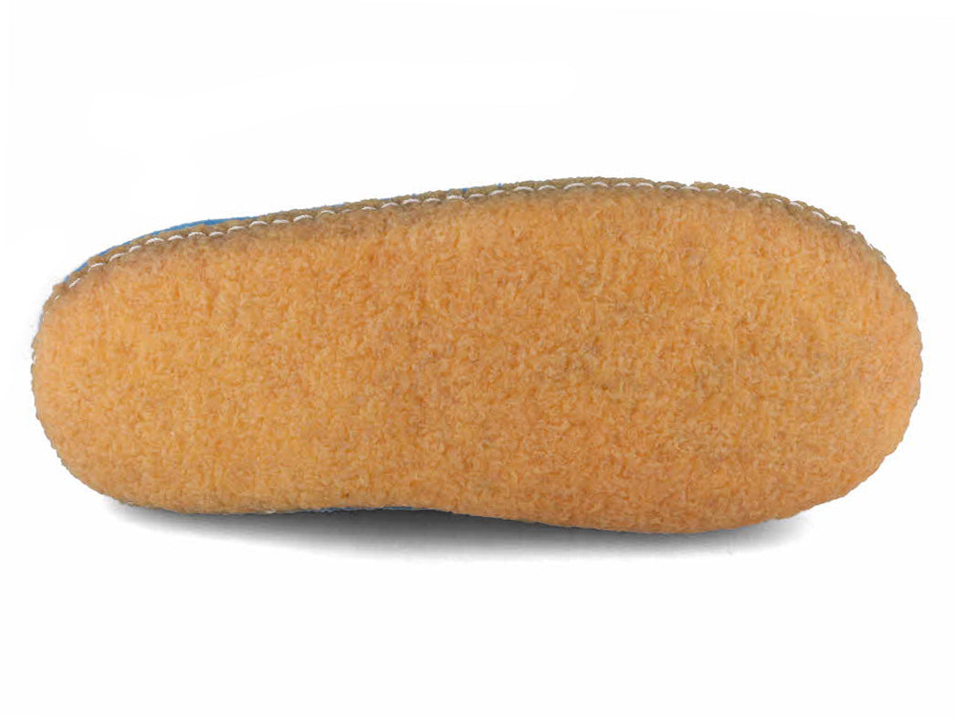 Barefoot Slipper Footprint with Natural Rubber Sole, Blue