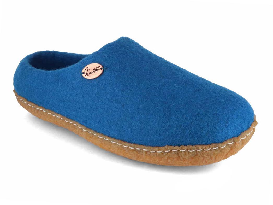 Barefoot Slipper Footprint with Natural Rubber Sole, Blue