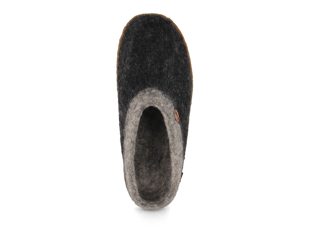 Sherpa Filzpantoffeln mit Fußbett & Naturgummisohle, grau