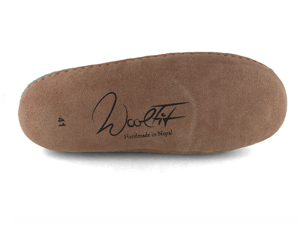 Sherpa Felt Slippers with Footbed & Leather Sole, green