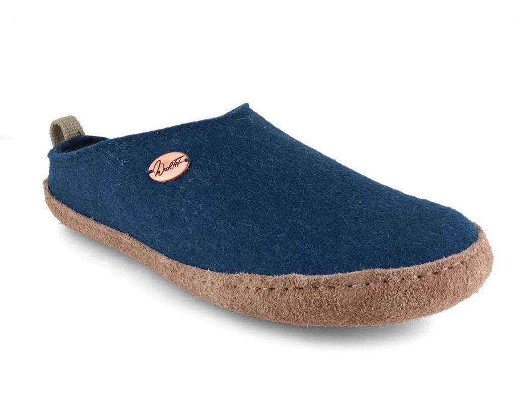 Tundra leichte Filzpantoffeln aus 100% Wolle, blau