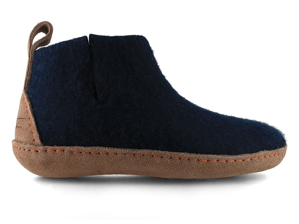 Hüttenschuhe mit Ledersohle Yeti, blau