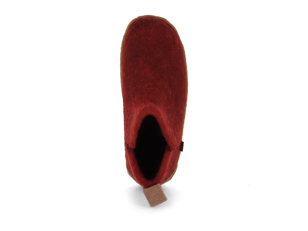 Hut Shoes with Rubber Sole Yeti, dark red