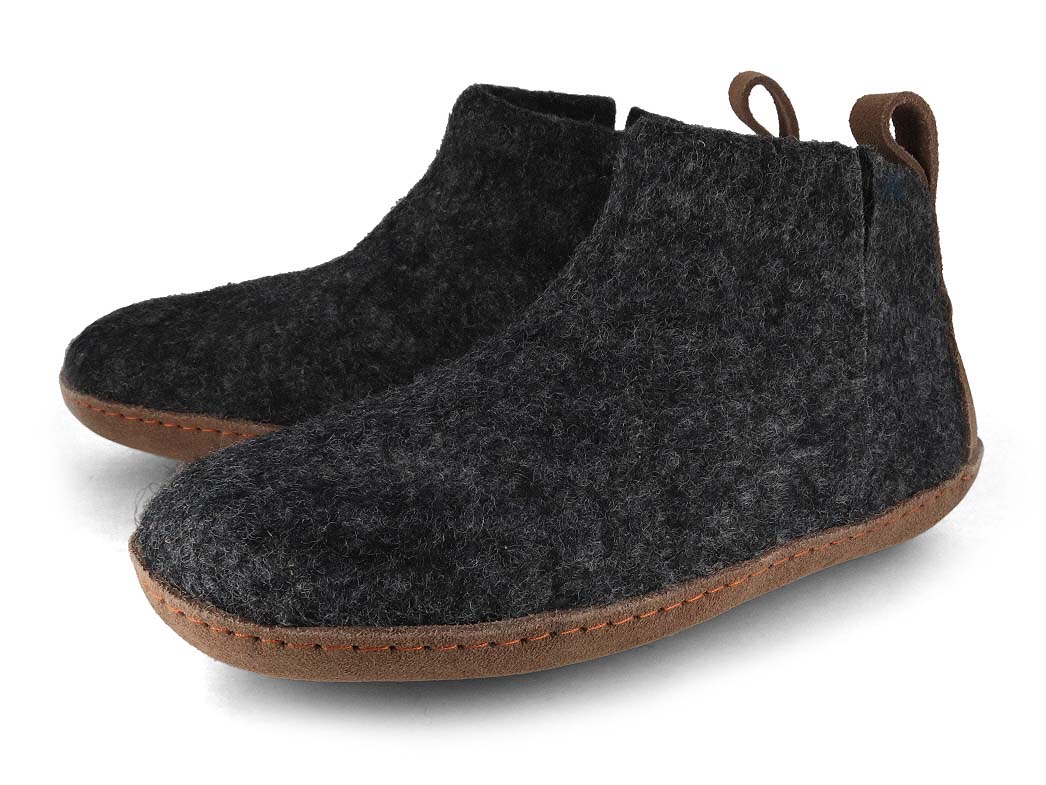 Hüttenschuhe mit Ledersohle Yeti, graphit