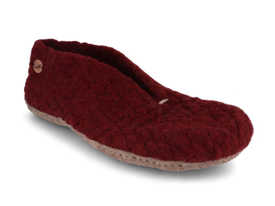 Woolies handgewebte Hausschuhe, bordo