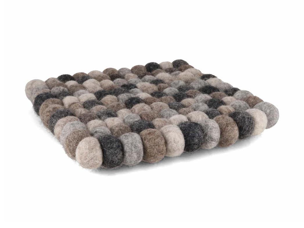 Felt Ball Coasters for Drinks 10cm Square, Grey