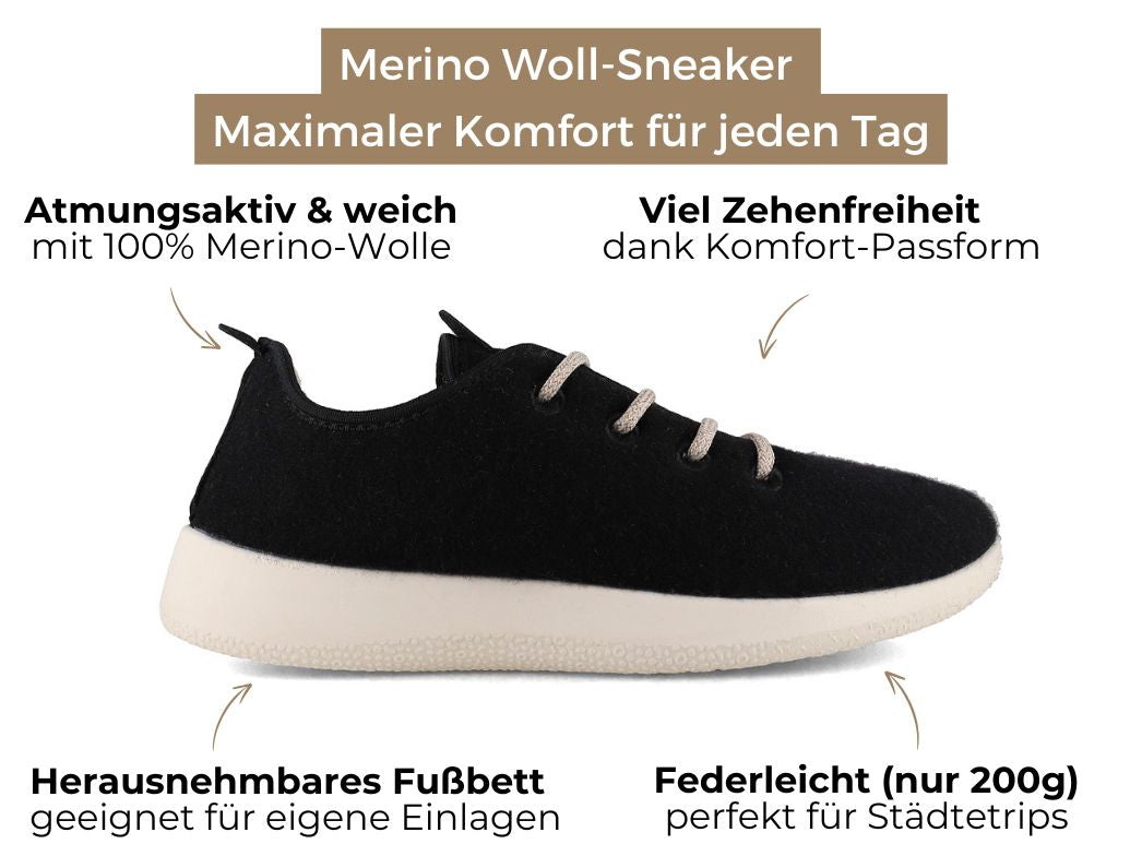 Merino Wool Sneakers - black