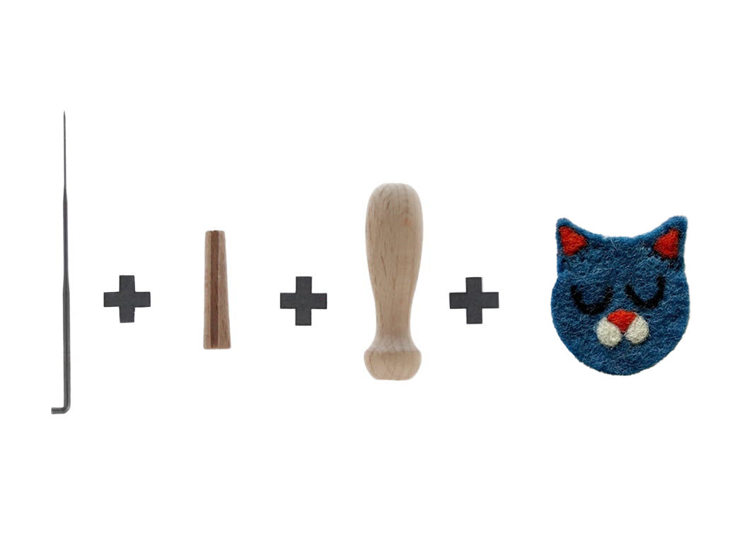 Felt Sticker Blue Cat, hand-felted, blue