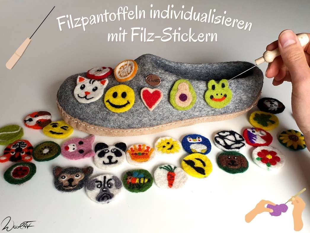 Filzsticker Blaue Katze, handgefilzt, blau