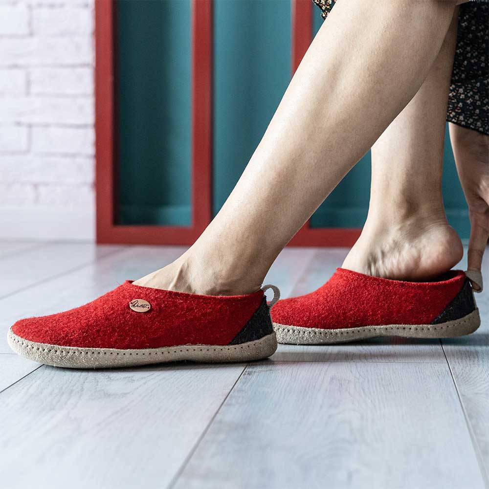 High Felt Slippers Highland, Red