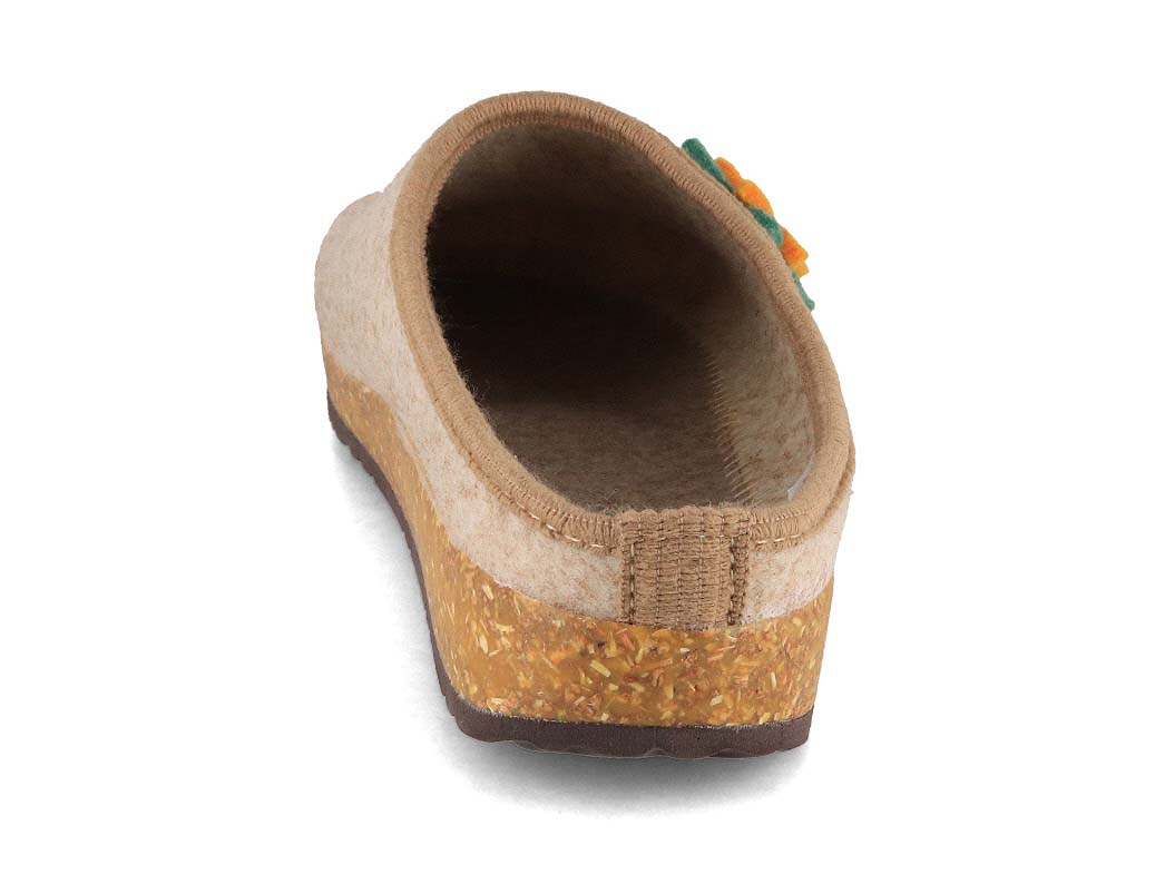 Tuffeln Floral Vegan Felt Slippers, Beige