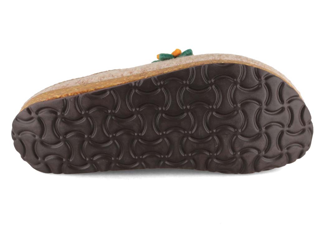 Tuffeln Floral Vegan Felt Slippers, Beige