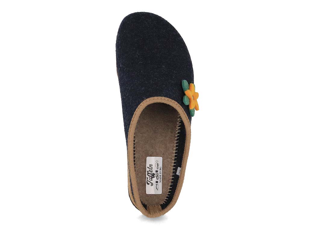 Tuffeln Blossom vegan felt slippers, dark blue