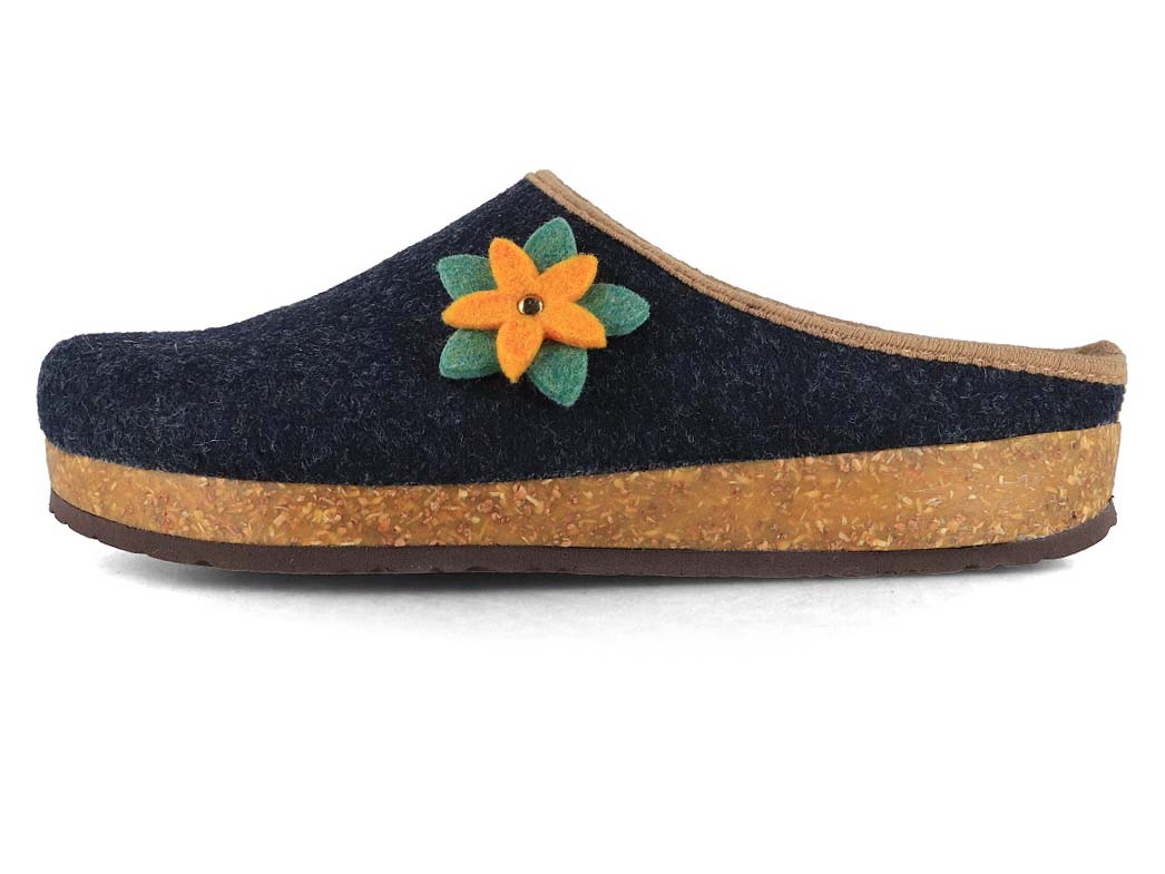 Tuffeln Blossom vegan felt slippers, dark blue