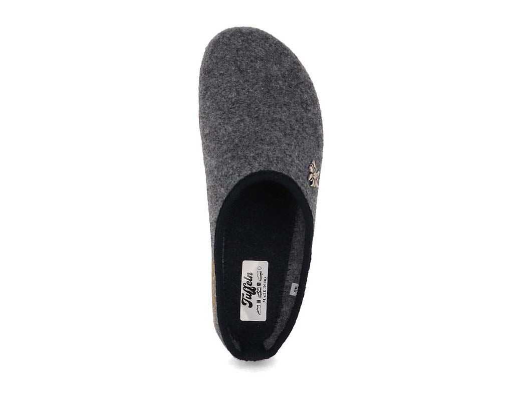 Tuffeln Edelweiss vegan felt slippers, light grey