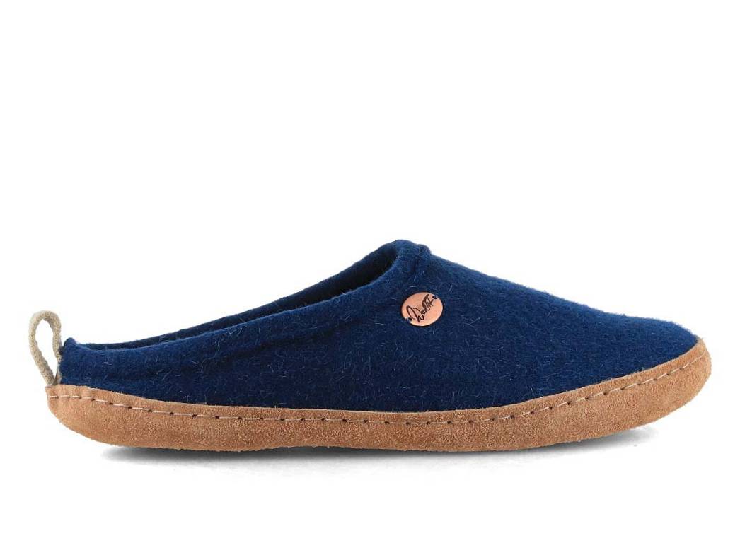 Tundra leichte Filzpantoffeln aus 100% Wolle, blau