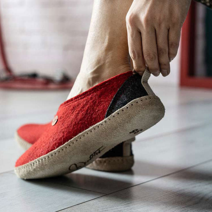 High Felt Slippers Highland, Red