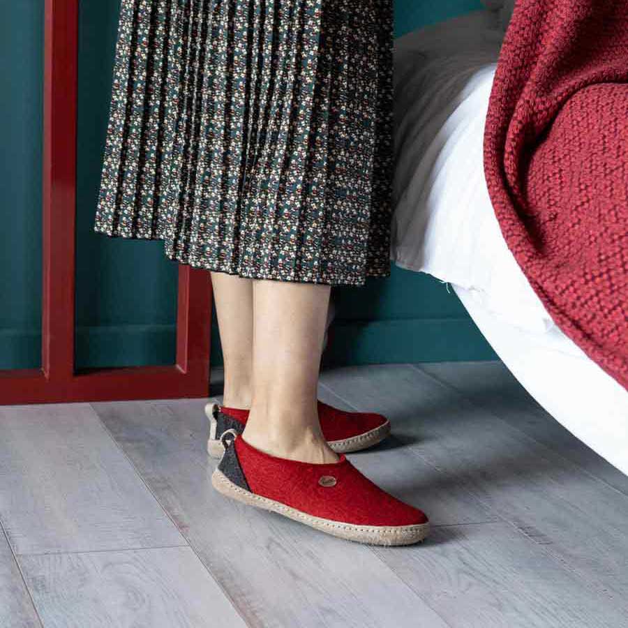 High Felt Slippers Highland, Red