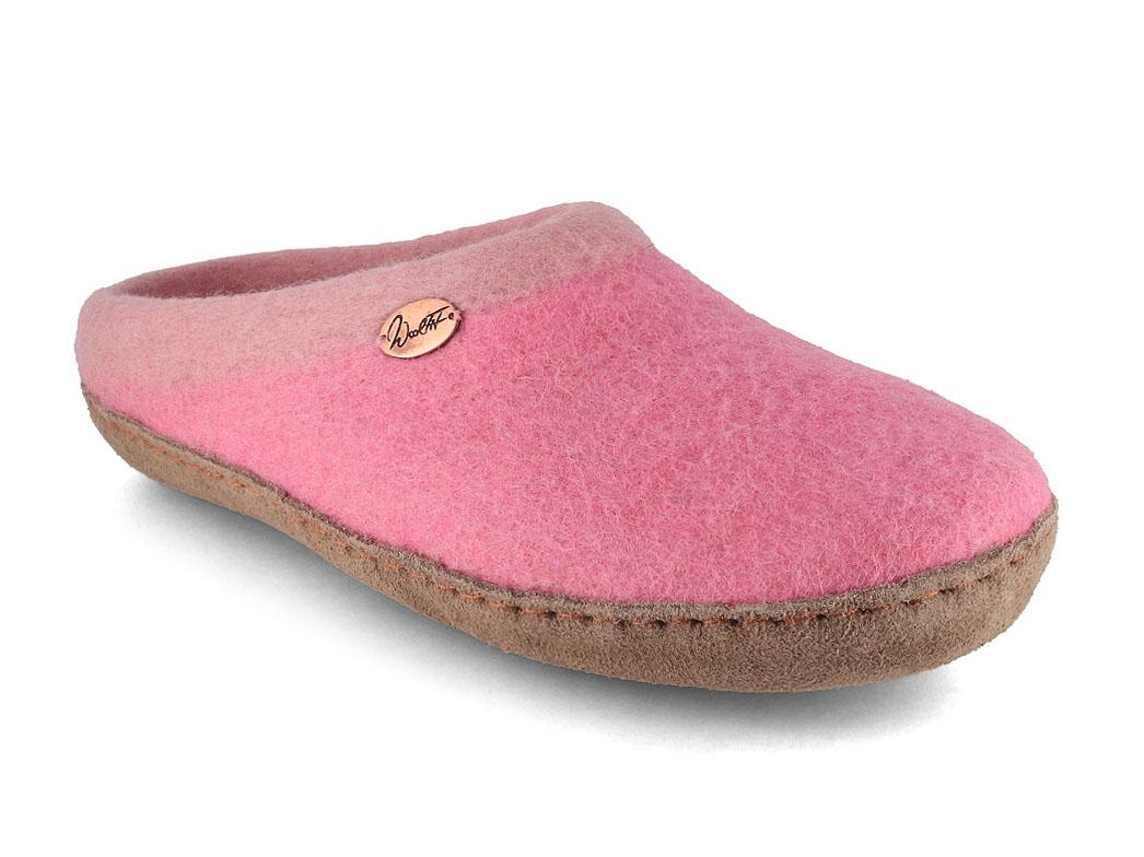 Sherpa Filzpantoffeln mit Fußbett & Ledersohle, rosa