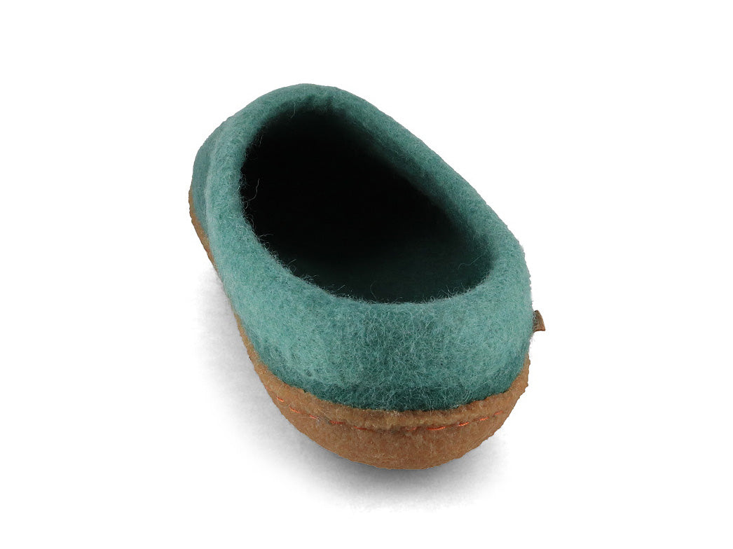 Sherpa Filzpantoffeln mit Fußbett & Naturgummisohle, grün