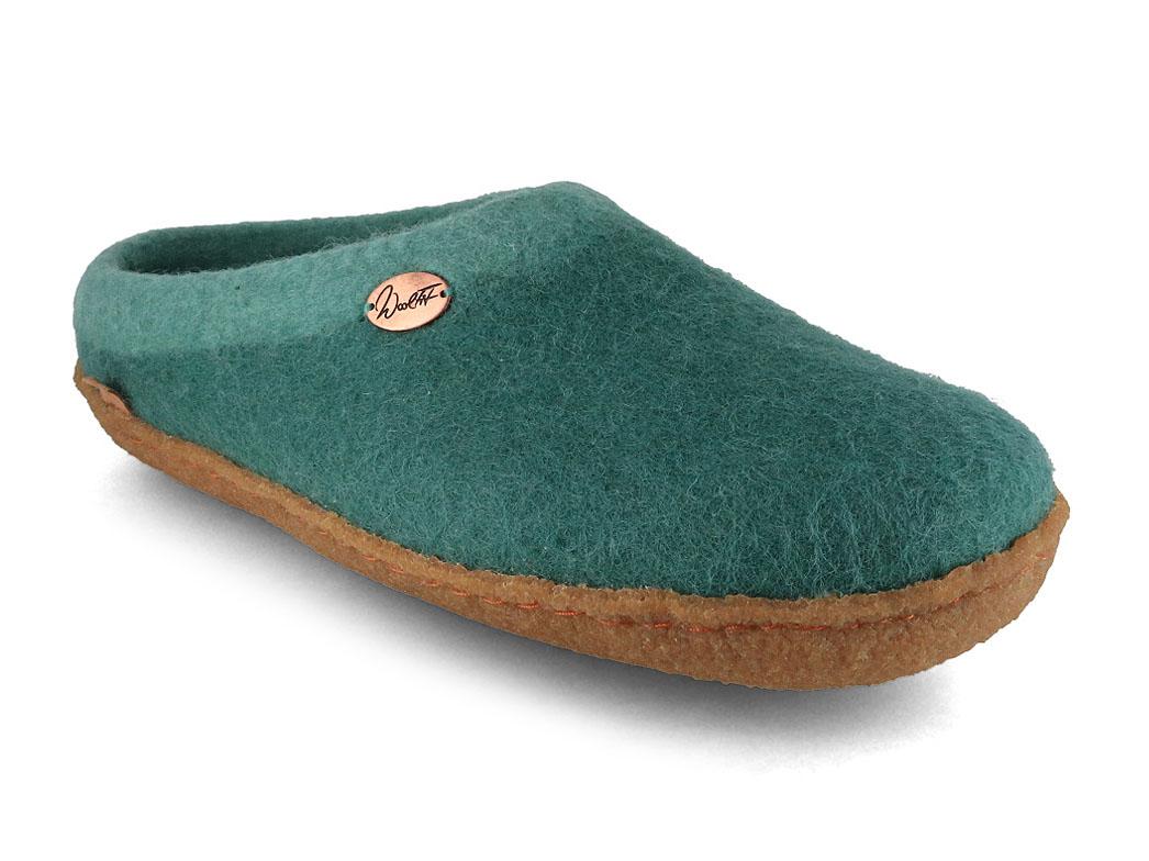 Sherpa Filzpantoffeln mit Fußbett & Naturgummisohle, grün