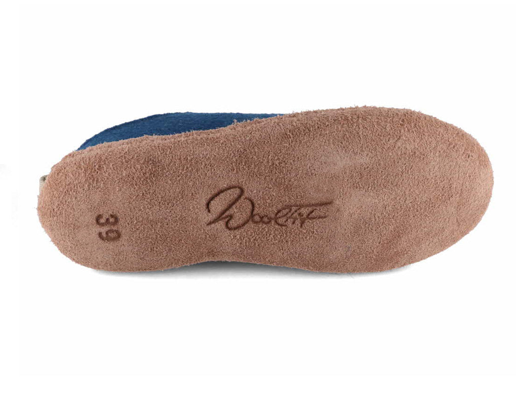 Tundra leichte Filzpantoffeln aus 100% Wolle, blau