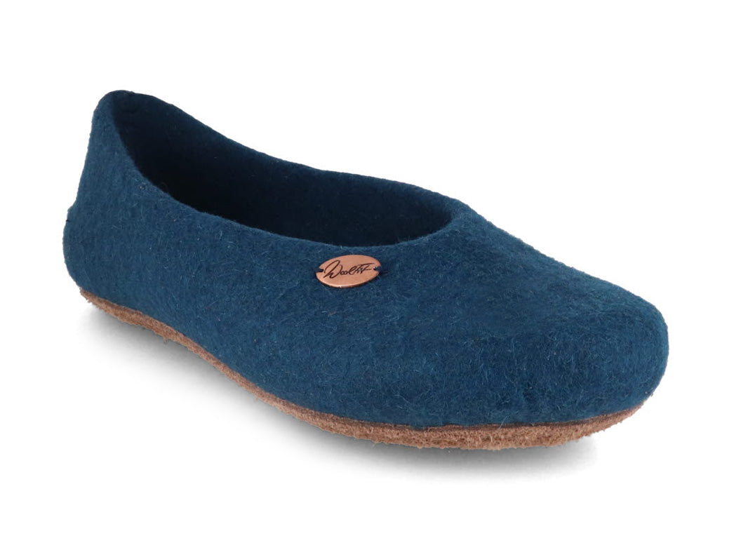 Ballerina-Hausschuhe aus Filz, blau