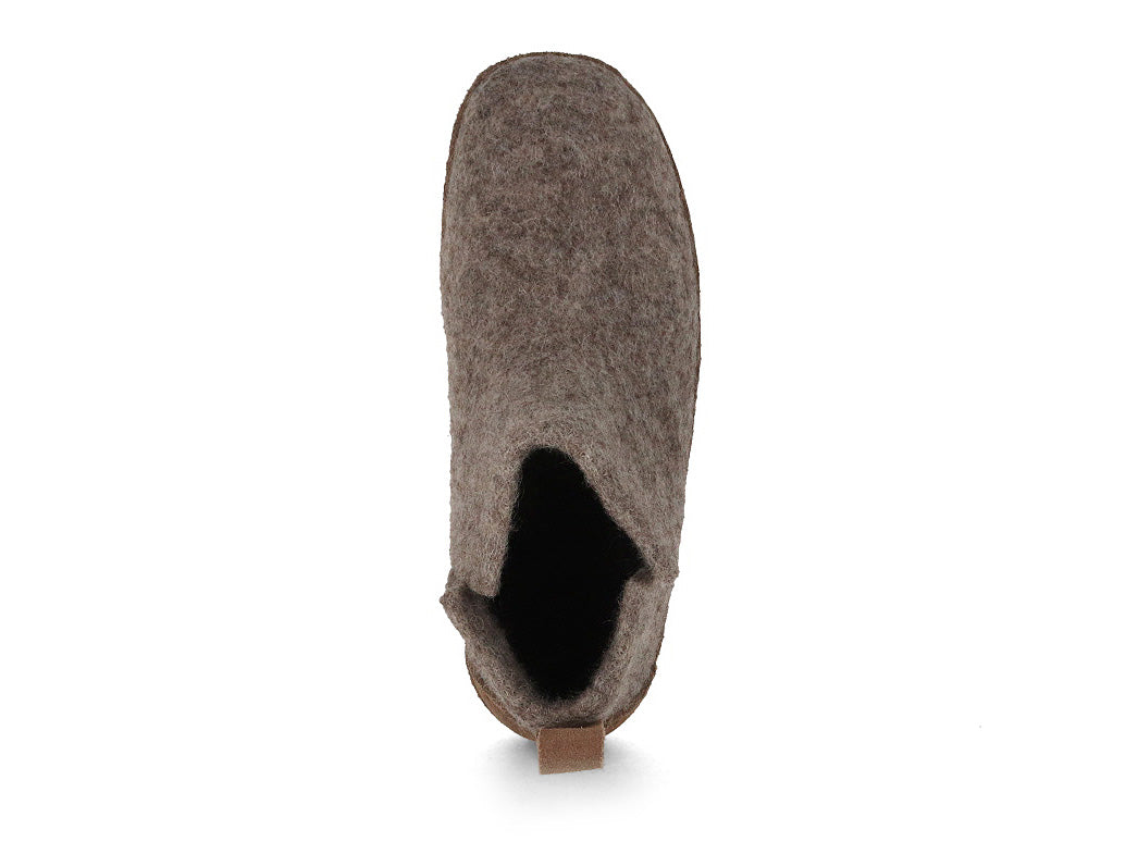 Hüttenschuhe mit Ledersohle Yeti, steingrau