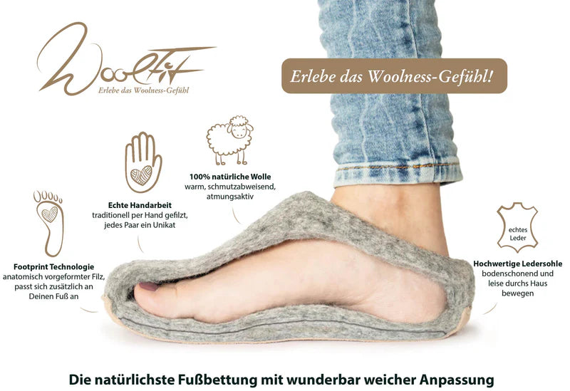 Barfuß-Hausschuh Footprint, graphit/ gepunktet