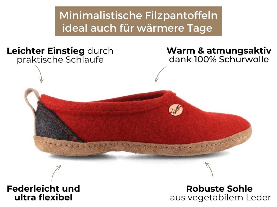 High Felt Slippers Highland, Red
