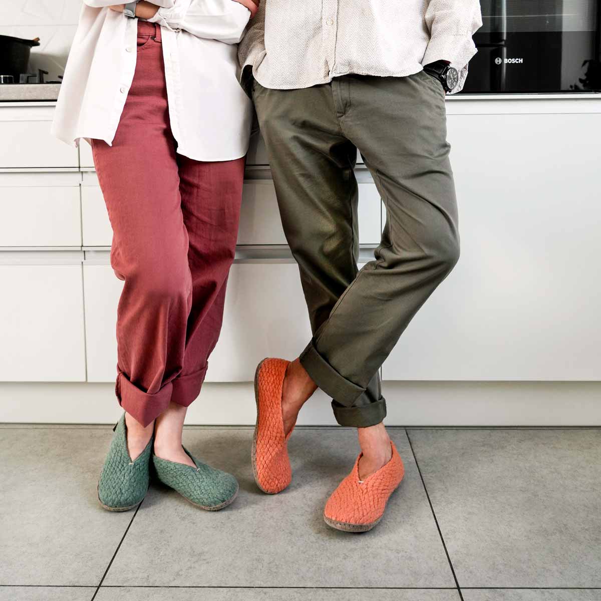 Woolies handgewebte Hausschuhe, salbei